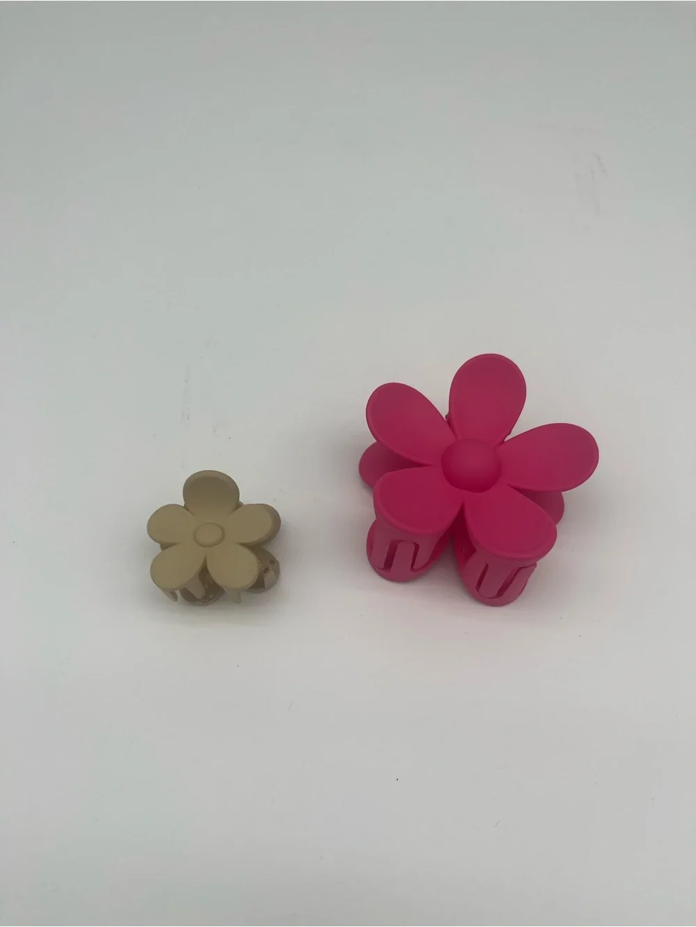 Flower-Shaped Hair Clips in Pink and Tan - Women Accessories